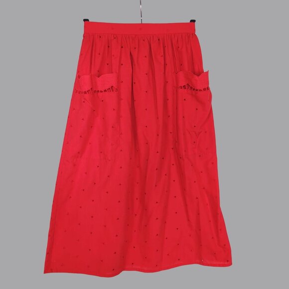 Vintage Cut Out Skirt X Small Red Midi Apron - Picture 1 of 11
